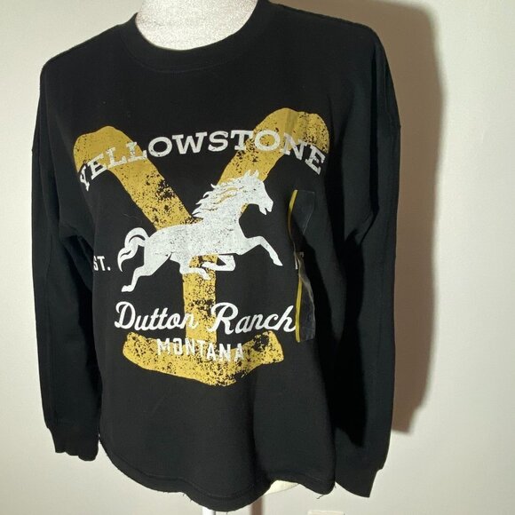 NWT Women's Yellowstone Black/Yellow Sweatshirt - Size Small - Picture 1 of 6